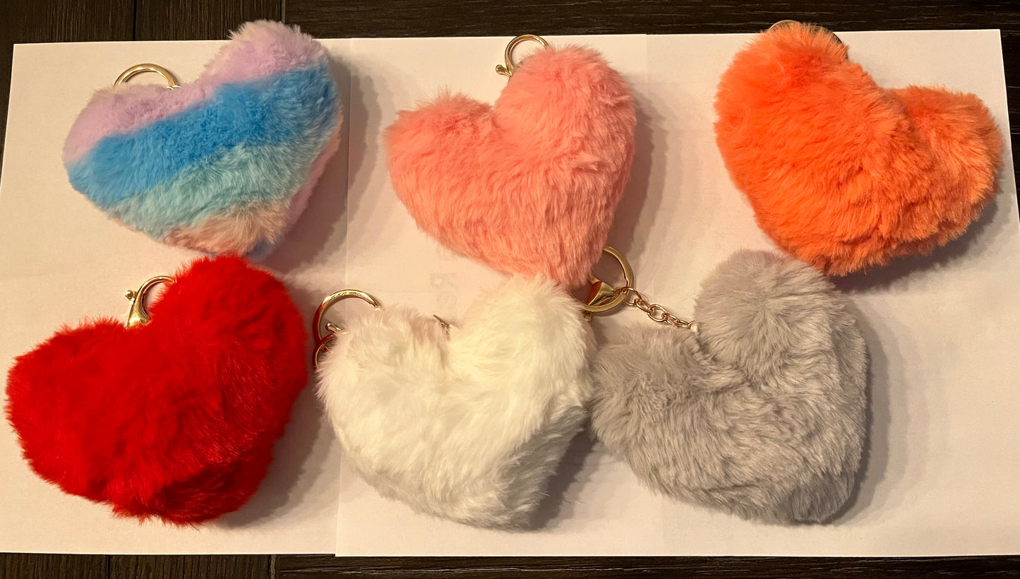 Random Heart Puffball Keychain